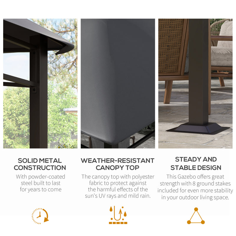 Grey 3x3m Garden Gazebo with Steel Frame and Sunshade Canopy by Outsunny