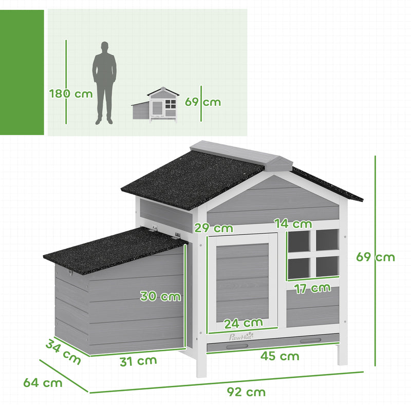 Wooden Outdoor Chicken Coop for 1–2 Chickens or Small Pets with Raised Weatherproof Design Grey