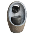 Water Fountain for Small Gardens and Balconies with LED Light and Soothing Waterfall Grey AOSOM