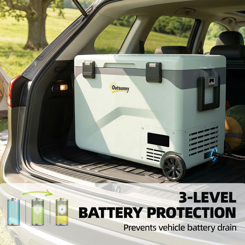 Camping Fridge with Wheels and Bluetooth Control for Fresh Food and Drinks 42.5L Green AOSOM