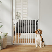 Extra Wide Dog Gate with Walk Through Door for Stairs and Hallways White AOSOM