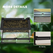 Reptile Glass Terrarium with Front Ventilation and Secure Lock for Small Pets Black