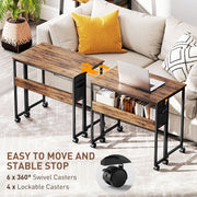 Rustic Brown Drop Leaf Writing Desk 80 cm Folding Space Saving Home Office Table