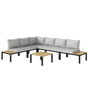 Modular Garden Sofa Set with Cushions and Side Tables for Flexible Outdoor Seating Black Light Grey Outsunny