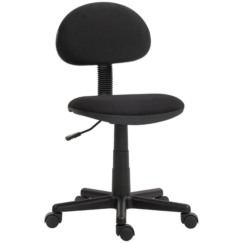 Compact Armless Office Chair with Swivel Base Ideal for Home or Study Desk, Black