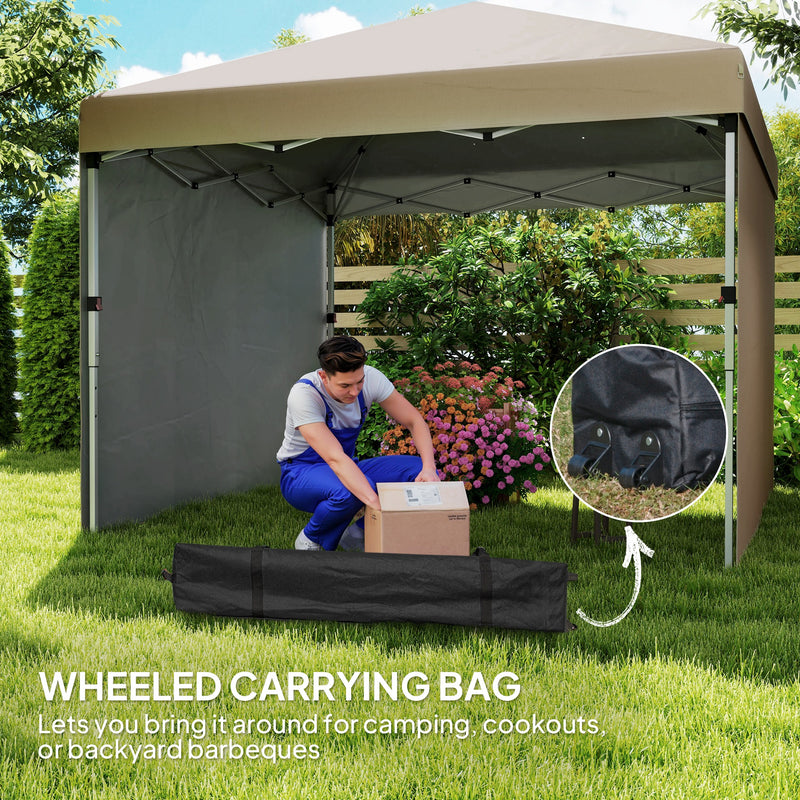 Khaki 3m x 3m Pop Up Gazebo with Sidewalls Leg Weight Bags and Wheeled Bag by Outsunny
