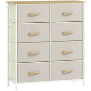 Chest of 8 Fabric Drawers With Metal Frame for Bedroom or Closet Storage Beige
