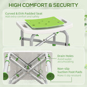 Adjustable Height Aluminium Shower Stool With Non Slip Feet For Bathroom Safety Green
