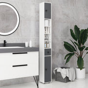 Slim Tall Bathroom Cabinet with Drawers Shelves and Cupboards for Storage Grey