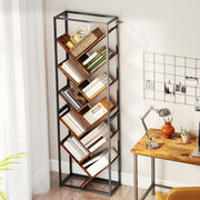 10 Shelf Industrial Bookcase With Metal Frame For Home Office Or Living Room Black Brown