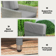 Grey Rattan Garden Recliner Chair With Adjustable Backrest and Cushion by Outsunny