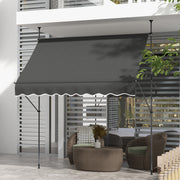Dark Grey 2.5 x 1.2m Freestanding Retractable Awning UV Resistant Sun Shade For Patio