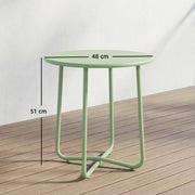 Small Round Garden Side Table with Sturdy Metal Frame and Adjustable Feet for Stable Outdoor Use Green Outsunny