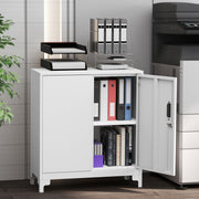 Metal Storage Cabinet with Lockable Doors for Secure Home or Office Organisation White AOSOM