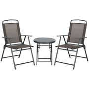 Folding Garden Furniture Set With Glass Top Table For Outdoor Relaxing
