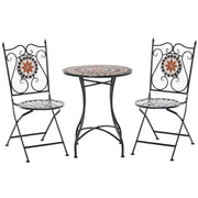 Three Piece Mosaic Bistro Table and Chair Set Multicoloured by Outsunny