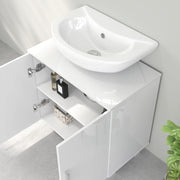 Under Sink Bathroom Cabinet for Pedestal or Freestanding Basins with Storage, White