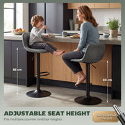 Adjustable Bar Stools Set of 2 for Kitchen Island with Water Resistant Seats Green AOSOM
