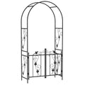 Garden Arch Trellis with Double Gate for Climbing Plants and Privacy Black Outsunny