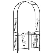 Garden Arch Trellis with Double Gate for Climbing Plants and Privacy Black Outsunny
