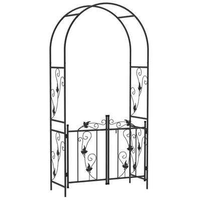 Garden Arch Trellis with Double Gate for Climbing Plants and Privacy Black Outsunny