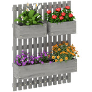 Wall Mounted Wooden Garden Planter with Trellis and Drainage Holes Grey by Outsunny