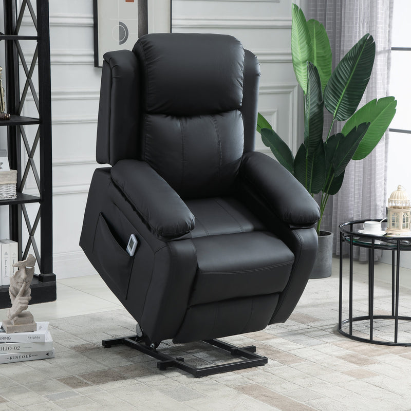 Electric Riser Recliner Chair with Massage and Remote for Elderly Comfort Support Black
