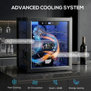 Wine Cooler for 12 Bottles with Double Glass Door and Quiet Operation Black Homcom