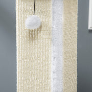 White 81cm Cat Scratcher with Sisal Rope Hanging Ball and Soft Plush by PawHut