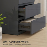 Modern 4 Drawer Chest of Drawers With High Gloss Finish For Bedroom Storage Grey AOSOM