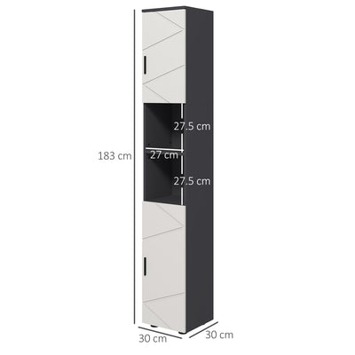 Tall Bathroom Storage Cabinet With Adjustable Shelves For Towels And Toiletries Grey AOSOM