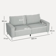 Light Grey Three Seater Corduroy Sofa Comfortable Modern Design by HOMCOM