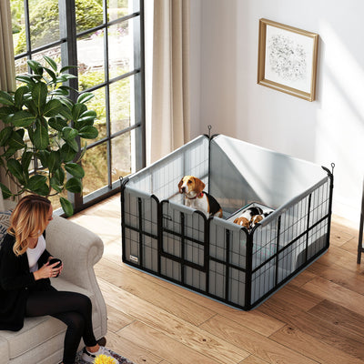 Steel Dog Whelping Box with Washable Pad and Windproof Cloth for Small Medium Dogs by PawHut