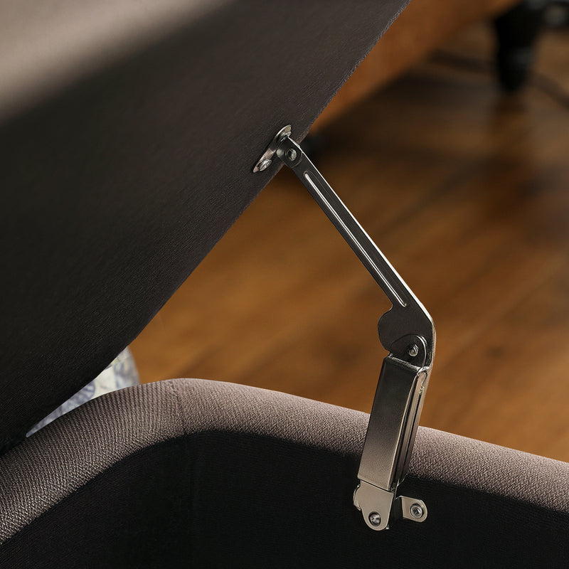 Linen Look Storage Ottoman Bench With Hidden Compartment For Bedroom or Hallway Dark Brown