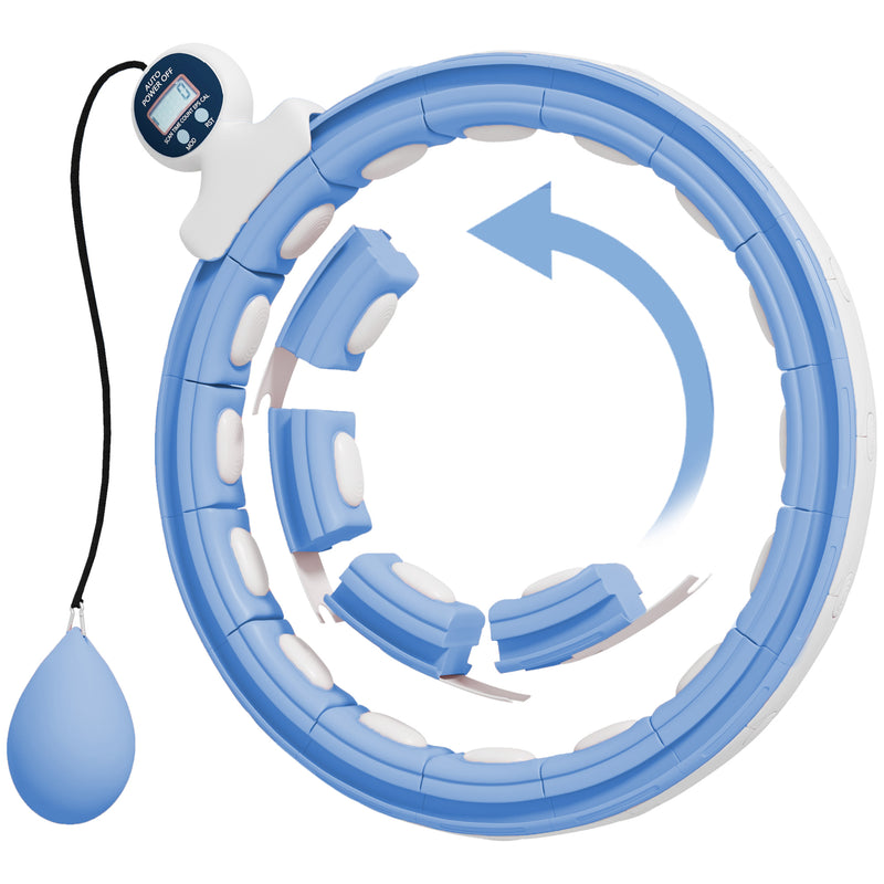 Smart Weighted Hula Hoop Light Blue With 16 Detachable Knots And Digital Calorie Counter AOSOM