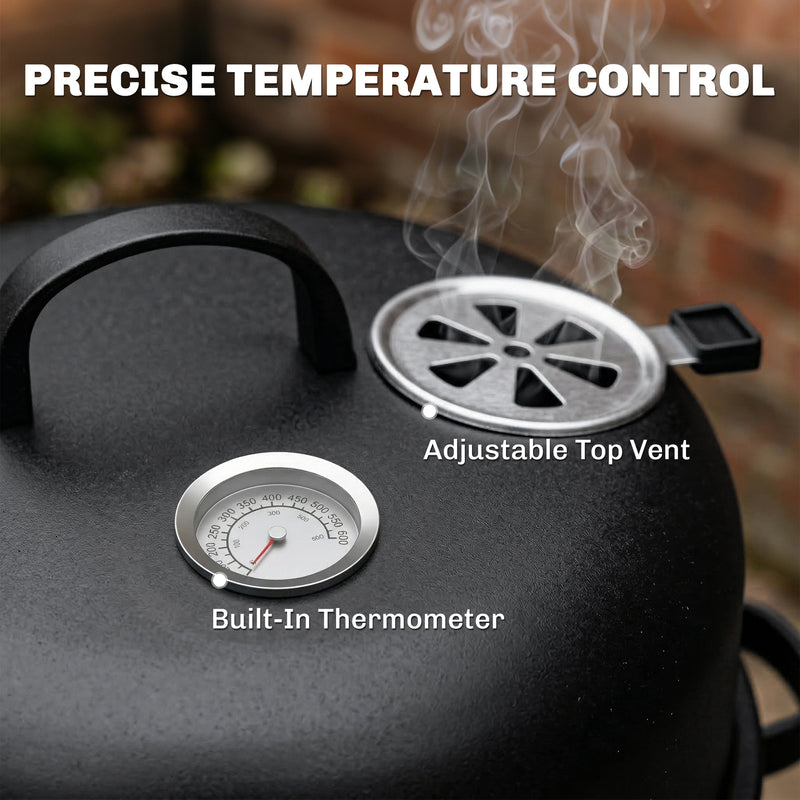 BBQ Smoker Grill and Fire Pit for Easy Outdoor Cooking with Two-Tier Cooking Space Black Outsunny