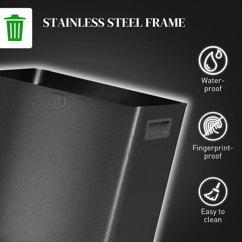 30L Dual Compartment Recycling Bin With Deodoriser Holders For Kitchen Use Black