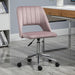 Pink Armless Velvet Feel Swivel Office Chair with and Padded Seat by Vinsetto