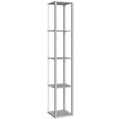 Modern RGB LED Floor Lamp with Shelves and Remote Control for Living Room Grey