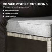 5 Piece Rattan Garden Furniture Set with Footstools Cushions and Storage Table Grey by Outsunny