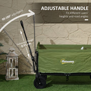 120L Green Folding Garden Trolley Cart With Wheels and Adjustable Handle by Outsunny