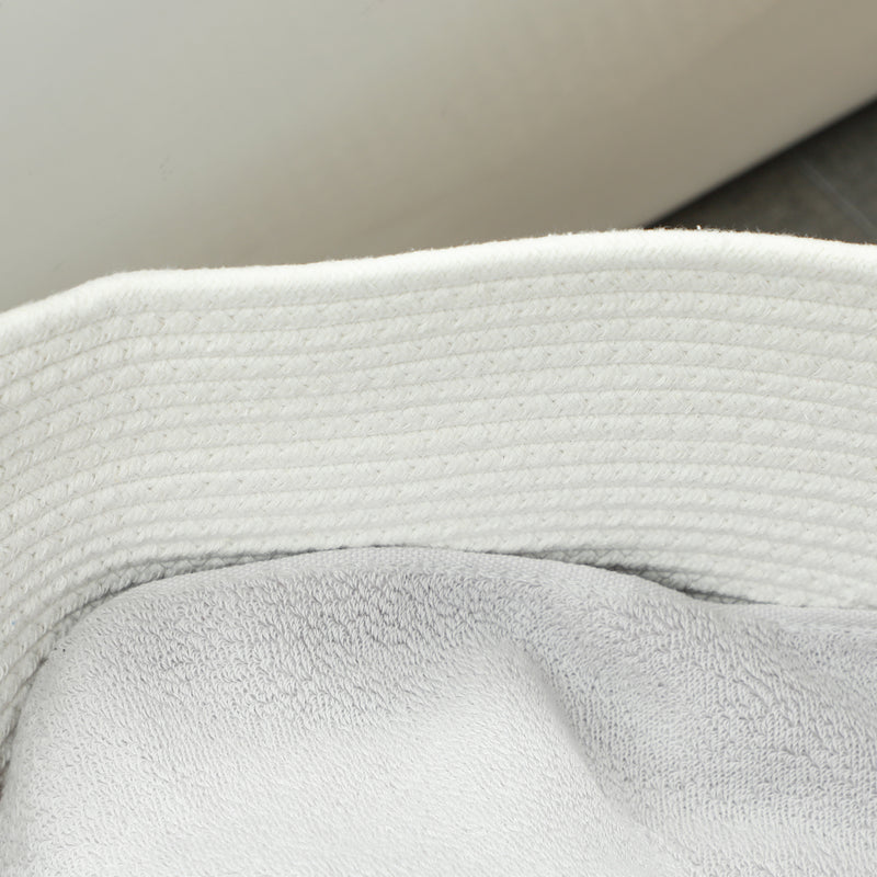 88L Cotton Rope Laundry Basket With Carry Handles For Clothes Storage, Cream White