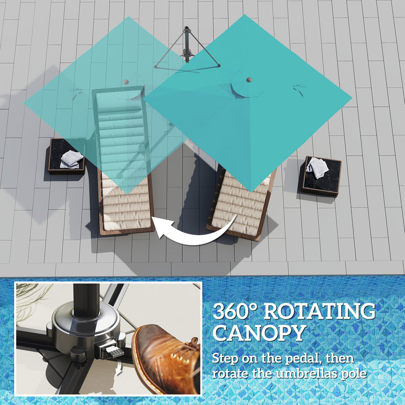 Cantilever Garden Parasol With Adjustable Tilt For Outdoor Shade Protection Outsunny