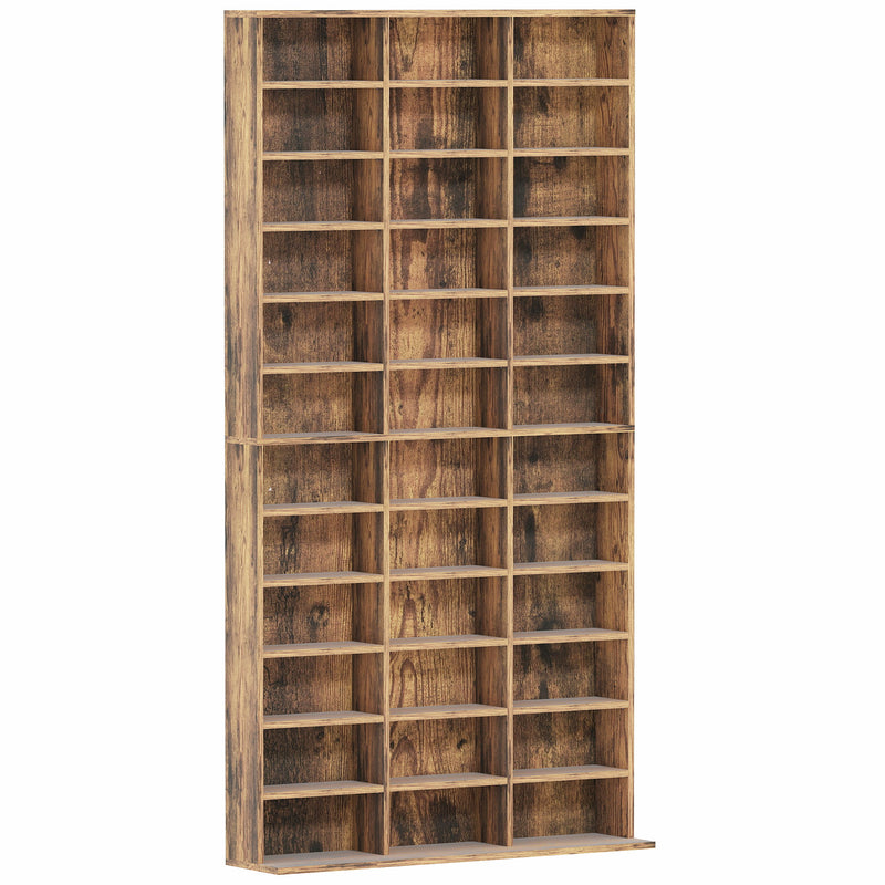 Tall CD Storage Cabinet with Adjustable Shelves Ideal for Home Organisation Rustic Brown