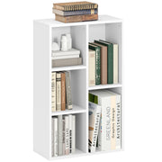 White 2 Tier Bookshelf with 5 Storage Compartments for Home or Office by HOMCOM