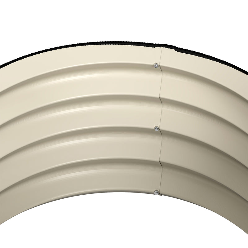 Set of 2 Metal Raised Garden Beds With Safety Edging For Vegetables and Flowers Cream White AOSOM