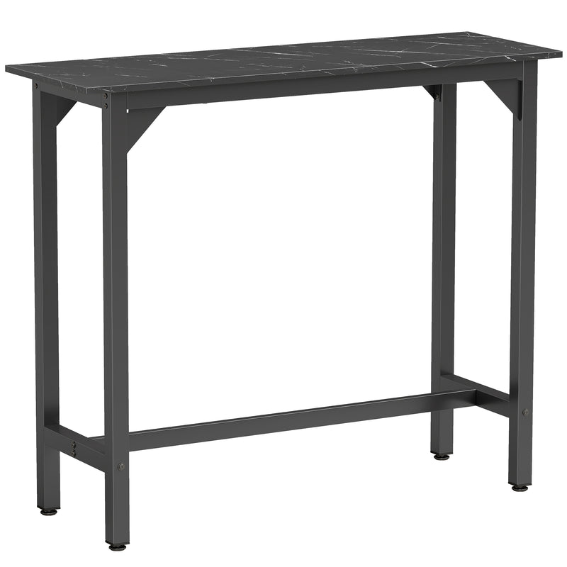 Bar Table for Small Spaces with Easy Clean Marble Effect Top Black Marble Effect AOSOM