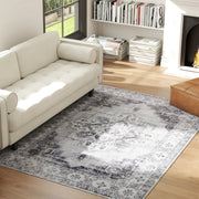 Large Vintage Flannel Area Rug Non Slip Washable Carpet for Living Room or Bedroom Grey