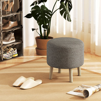 Round Storage Ottoman with Padded Seat and Hidden Compartment for Living Room Light, Grey