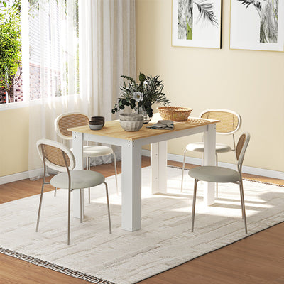 Dining Table for Small Spaces Seats 6 Easy Clean Wood Effect Oak White AOSOM